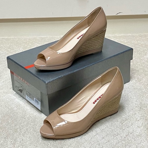 Prada Vernice + Corda Espadrille Nude 38.5 (8) - Picture 1 of 6